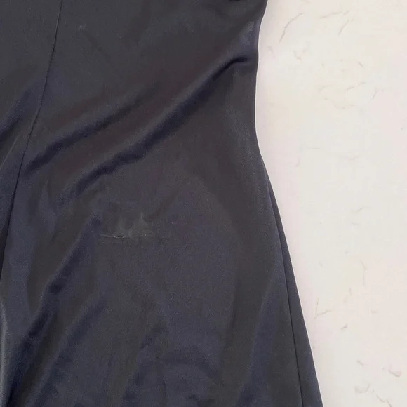 Black lace trim mesh silky chemise slip dress, size M-L 🖤 - Picture 7 of 9